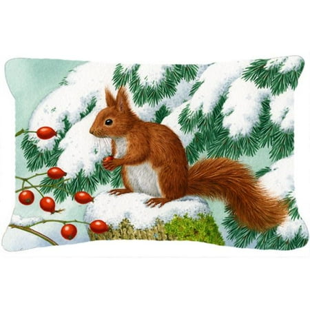 Winter Red Squirrel Fabric Decorative Pillow