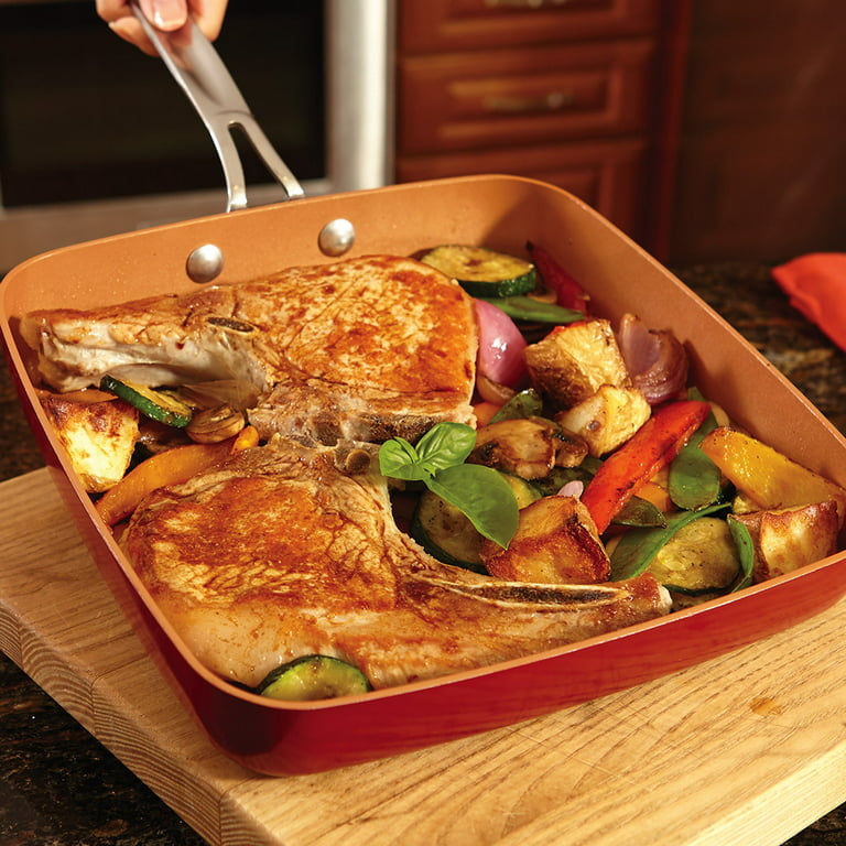 Red Copper 11376-6 Square Dance Non-Stick Copper Pan, As Seen On TV, 9.5 -  Bed Bath & Beyond - 25432398