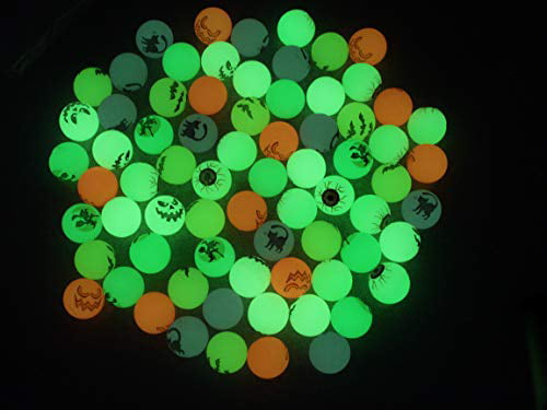 6 Halloween Theme Designs JOYIN 72 Glow in The Dark Bouncing Balls 1.25” for Halloween Bouncy Party Favor Supplies Trick or Treating Goodie School Classroom Game Rewards