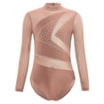 thumbnail image 3 of TTAO Kids Girls Mesh Long Sleeve Gymnastics Figure Skating Leotard Sparkly Rhinestone Ballet Dance Unitards Dusty Pink 8, 3 of 5