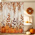 thumbnail image 5 of Burnt Orange Pumpkins Thanksgiving Shower Curtains for Bathroom, Fall Eucalyptus Leaves Rustic Waterproof Fabric Shower Curtain, Decorative Bathroom Curtain for Bathtub, 36"x72", No Hooks Included, 5 of 9