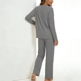thumbnail image 3 of MecTo Women Pajamas Sets, Lady Oversize Comfy Solid Long-Sleeved PJ, 2 piece, Size M, 3 of 6