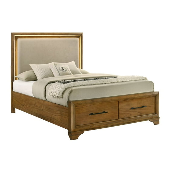 New Classic Furniture Talcott 4Pc Wood King Bedroom Set, Chest in Honey/Brown