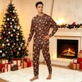 thumbnail image 2 of Wuceii Matching Family Christmas Pajamas Sets - Seasonal Brown Bells & Baubles Print Long Sleeve Tops+Pants Sleepwear, Christmas Eve Sleepover Outfits Matching Pajamas for Holiday for S Pjs, 2 of 6