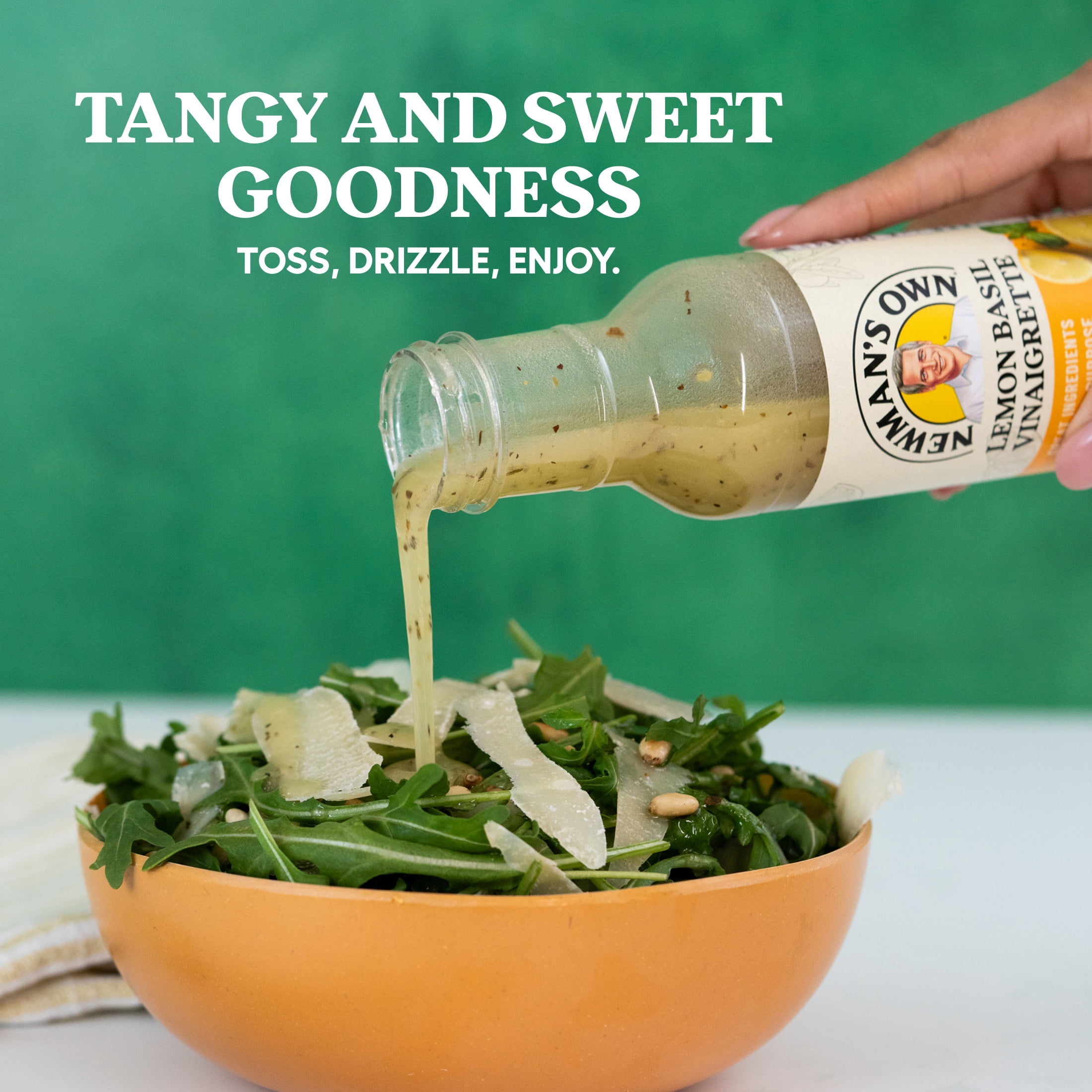 (2 pack) Newman's Own Lemon Basil Vinaigrette Salad Dressing and Marinade, 12 fl oz