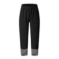 thumbnail image 6 of Iyufng Checkered Panels Pants for Women Elastic Waistband Wide Leg Pants Loose Casual Trousers with Pockets, 6 of 7