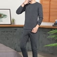 thumbnail image 5 of comerut 2 Pcs/Set Winter Men Thermal Underwear Set Round Neck Long Sleeve Warm Thick Plush Plus Size Slim Fit Elastic Open Crotch Men Pajamas Set Homewear Clothing, 5 of 8