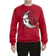 thumbnail image 2 of Wild Bobby Crescent Moon Astrology Puff Print Fashion Unisex Crewneck Sweatshirt, Red, Large, 2 of 6