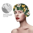 thumbnail image 4 of YFYANG Women's Double Waterproof Shower Cap, Green Blooming Daisy Pattern Reusable Hair Cap for All Hair Styles and Head Sizes, 4 of 9
