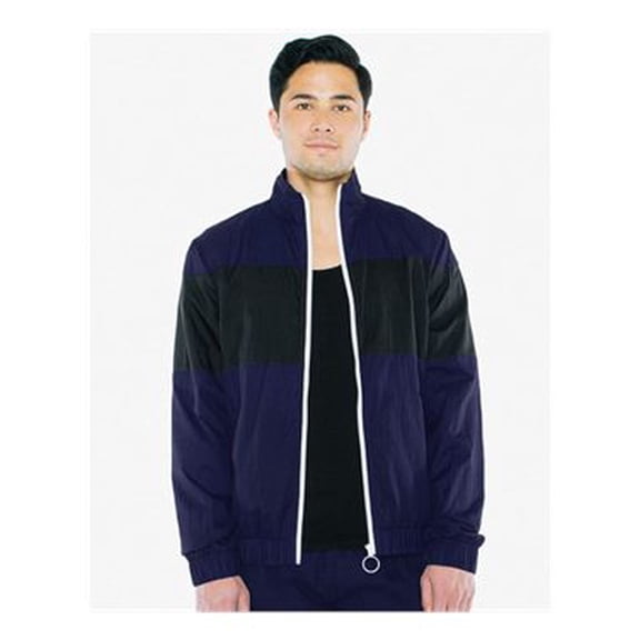 Retro 80's Style Men's Nylon Windbreaker Jacket by American Apparel, Cobalt - XL