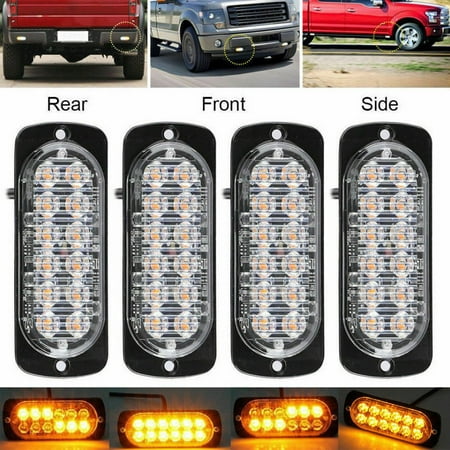 12-24V 12-LED Super Bright Emergency Warning Caution Hazard Construction Waterproof Strobe Light Bar for Car Truck SUV Van,