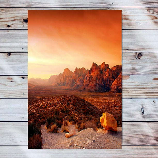 Red Canvas Wall Art Artwork Wooden Frame Painting Red Rock Canyon