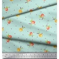 thumbnail image 2 of Soimoi Green Cotton Cambric Fabric Flower Floral Decor Fabric Printed Yard 42 Inch Wide, 2 of 3