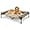 Beige Coffee, variant on Elevated Raised Dog Bed-Cooling Outdoor Dog Cot Bed for Medium Sized Dogs Three-Sided Fence Raised Pet Cot with Mesh &No-Slip Feet Dog Hammock Bed with Removable Bolster-29 x 18" Beige Coffee