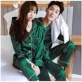 thumbnail image 4 of New Wedding Couple Pajamas Spring And Autumn Red Female Bridal Ice Silk Home Service Suit Natal Male Summer Bride, 4 of 5
