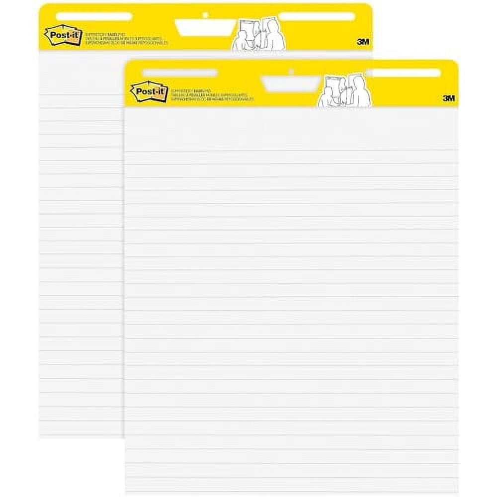 Post-it® Super Sticky Easel Pads, 25" x 30", 2 Pads, 30 Sheets/Pad, Lined, School Supplies for Classrooms, White