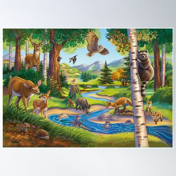 The Animals Of The Forest Poster Wall Art, Modern Wall Decor For Living Room Bedroom, 8x12 UNFRAMED