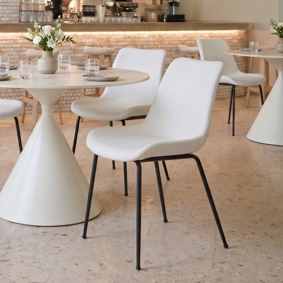 Byron Dining Chair White Dining Chair, Modern Style, Plush and durable faux leather fabric, Plywood, Indoor Dining