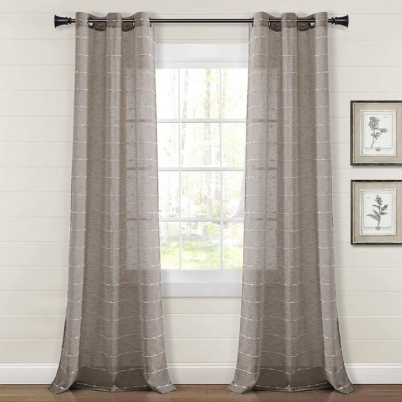 Lush Decor 2 Pieces Texture/Embroidery Sheer Curtain Set