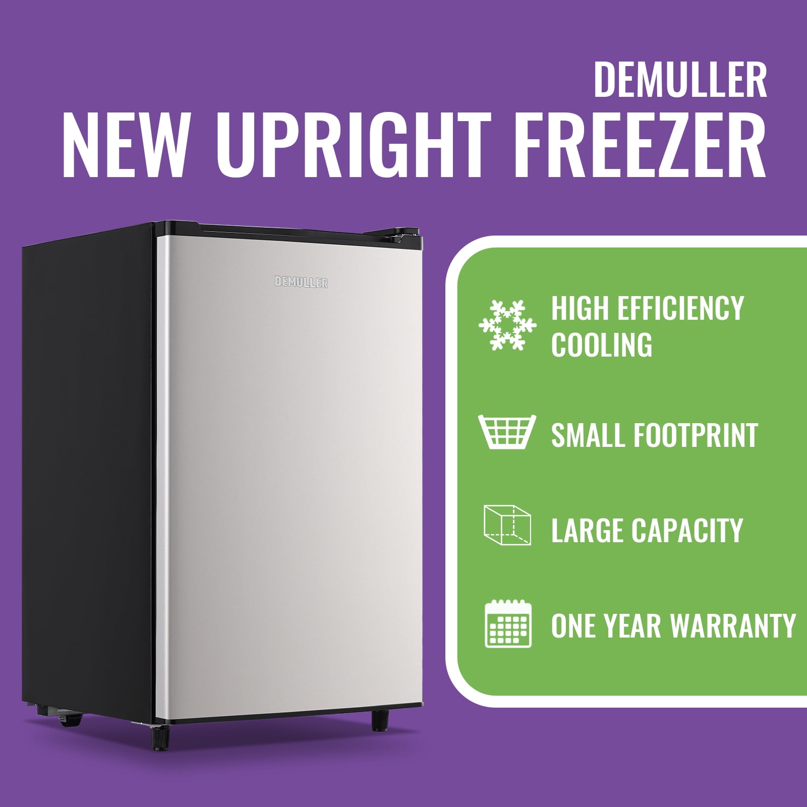 DEMULLER Congelador vertical de 3.2 pies cúbicos, mini congelador de una  sola puerta independiente compacto con termostato ajustable, congelador