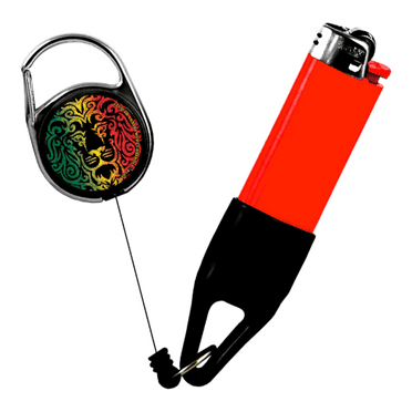 Premium Lighter Leash Retractable Lighter Holder -  Rasta Series - Standard Size