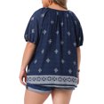 thumbnail image 4 of DARING DIVA Women's Plus Summer Top V Neck Short Sleeve Blouses 2X Navy Blue, 4 of 6