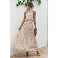 thumbnail image 5 of Mengpipi Summer Floral Dresses for Women Sleeveless Maxi Dress Loose Sundress with Belt, Beige-M(US 6), 5 of 6