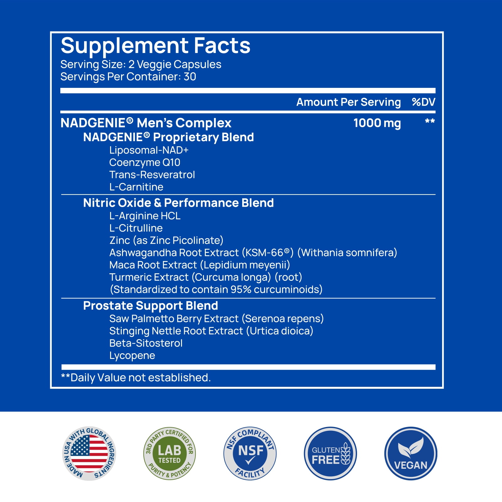 Selerb NAD+ Supplement for Men – With CoQ10, L-Carnitine, L-Arginine, Maca & Ashwagandha – Energy, Circulation & Prostate Support – 60 Capsules