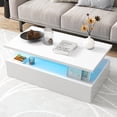 thumbnail image 4 of Gymax Table Basse LED 2 Niveaux Haute Brillance avec Lumière Réglable et Télécommande, Blanc, 4 of 10