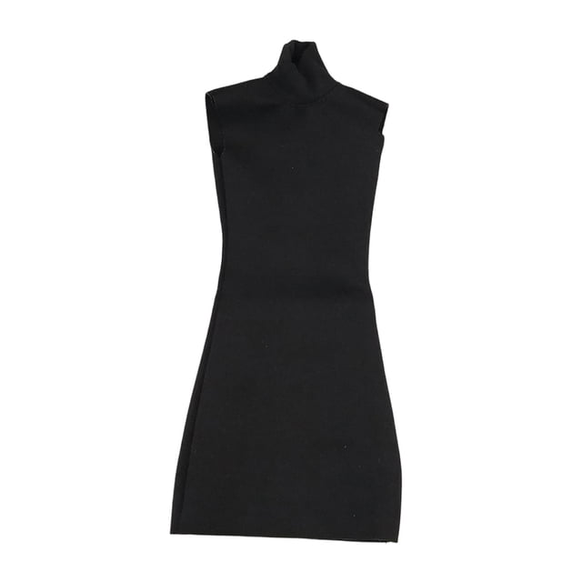 Vestido ajustado a escala 1/6, minivestido corto con cuello simulado, elegante vestido de verano en miniatura. negro