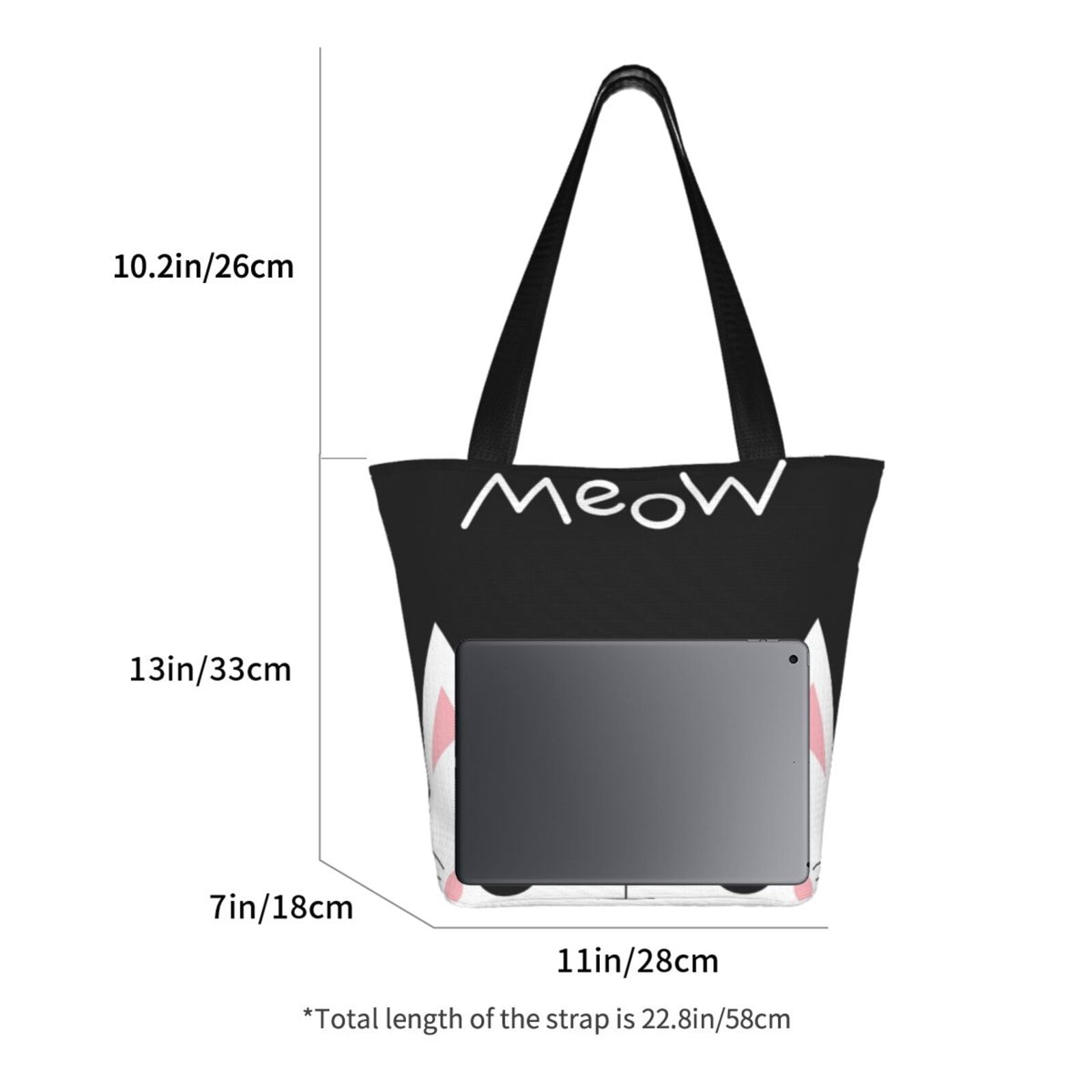 Ratiio Cat Meow Print Shoulder Bag for Women, Polyester Crossbody Purse Lightweight Handbag for Daily Travel and Casual Use