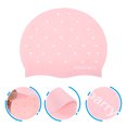 thumbnail image 4 of EeaseCA Heart Pattern Silicone Swimming Elastic Waterproof Swim Pool Hat Long Hair Ear Protection Swim Caps (Pink), 4 of 7