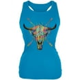 thumbnail image 1 of Splatter Cow Skull Pale Blue Juniors Soft Tank Top, 1 of 1