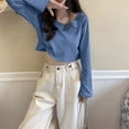thumbnail image 5 of Women Harajuku Simple Solid Color Cropped T-shirt Spring Fashion Loose All-match Tops Korean Students O-neck T-shirts New, 5 of 5