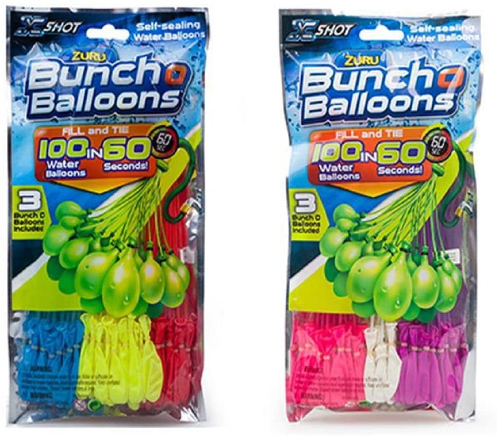 Fill in 60 Seconds 100 Total Water Zuru Bunch O Balloons 3 different colors 