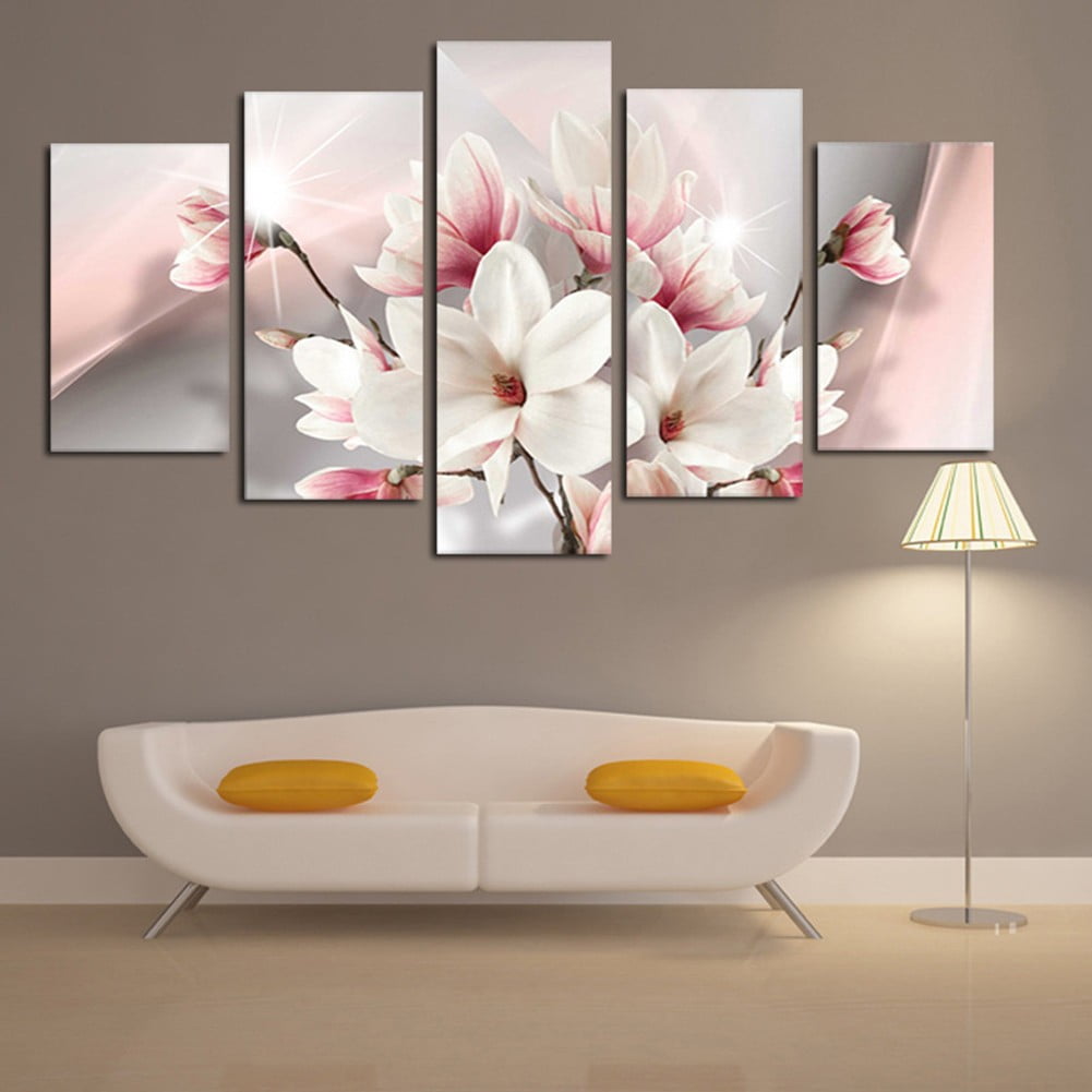 GLFILL Wall Art Decor Flower Canvas Pictures Artwork 5 Panel Plant ...