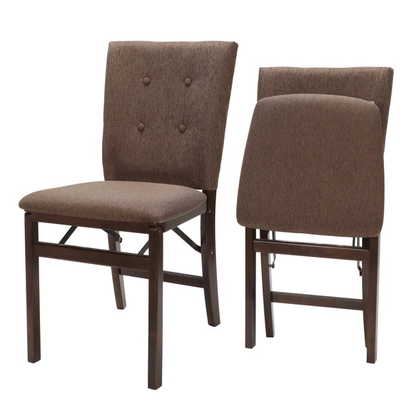 Stakmore Parsons Hardwood Folding Chair Set, Espresso Finish, Jax Fabric, 2 Pack