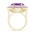thumbnail image 2 of ANGARA Natural Sideways Oval 6.5 ct Amethyst Double Halo Cocktail Ring in 14K Yellow Gold for Women (Size-14x12mm) | February Birthstone, Anniversary, Jewelry Gift for Women | Natural Amethyst Ring, 2 of 9