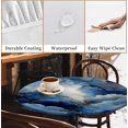 thumbnail image 4 of Round Fitted Tablecloth with Elastic Edge Design Table Cover Waterproof Stain-Resistant Wipeable Table Cloth Best for 42"-46" Round Tables for Outdoor Indoor Blue Marble, 4 of 4