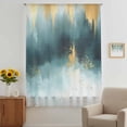 thumbnail image 3 of Modern Teal Gold Sheer Curtains 63 Inches Long, Abstract Geometric Lines Light Filering Curtains, Breathable Simi Curtain Privacy Drapes for Living Room Bedroom Lightweight Window Treatment, 3 of 9