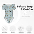 thumbnail image 5 of Lsque Cartoon Doodle Puppy Women's Crew Neck Short Sleeve Bodysuit Basic T Shirts Tops Onesie Adult Cute Pajama-Large, 5 of 8