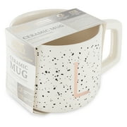 (4 pack) Thyme & Table 13.5 fl oz Monogram L White Speckled Stoneware Mug
