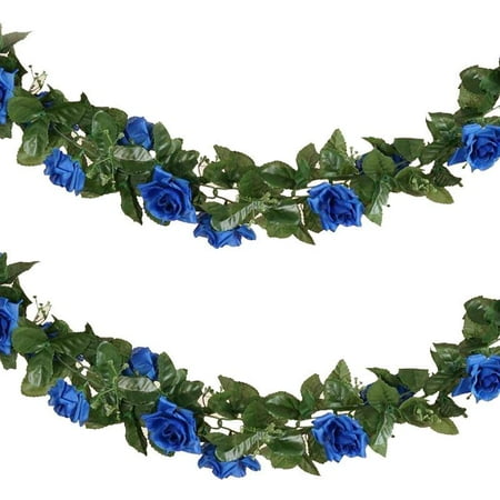 6FT Artificial UV Protected Royal Blue Rose Silk Flower Chain Garland - Walmart.com