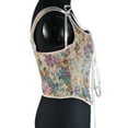 thumbnail image 5 of DJskiyers Womens Vintage Bustier Corset Top Linen Lace up Corsets Floral Boned Crop Tops Renaissance Bodyshaper, 5 of 7