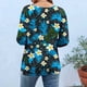 thumbnail image 4 of Xuyuer Women's Spring Summer Hawaiian Print Loose Casual Round Neck 3/4 Sleeve T-Shirt, Floral Pullover Top for Beach Vacations, Tropical Parties and Summer Holiday Style, 4 of 6