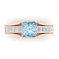 thumbnail image 2 of Clara Pucci 14K Rose Gold Princess Cut 1.5Ct Natural Aquamarine Engagement Ring + Matching Band - Luxury Box Included, 2 of 7
