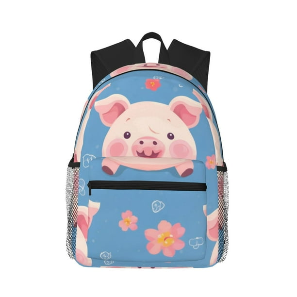 Easygdp Cute Pig Flowers Mochila Casual para Portátil, Mochila para Escuela, Viajes, Negocios