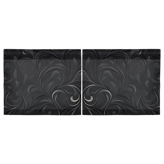 Haosy 2 Panels Rod Pocket Tier Curtains 27 x 24 Light Filtering Privacy Semi Sheer for Kitchen Bathroom, Dark Mysterious Swirling Plants