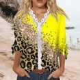 thumbnail image 2 of Dyegold Blouses For Women Dressy Casual 3/4 Flare Sleeve Lace Trim V Neck Floral Print Vintage Tunic Tops Loose Fit Shirts, 2 of 5