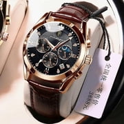 POEDAGAR Men Watches New Fashion Leather Waterproof Luminous Luxury Mens Quartz Wristwatch